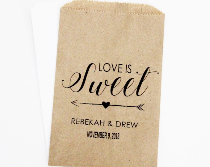 Love Is Sweet Candy Bags, Wedding Favors, Favor Bags, Wedding Favor Bags, Donut Bags, Popcorn Bags
