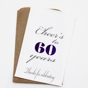Cheers to 60 years Birthday Bags, Candy Bags, Birthday Favor Bags, Birthday Favors