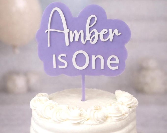 Personalized Name Cake Topper, White Acrylic Double Layer, Birthday Cake Decoration