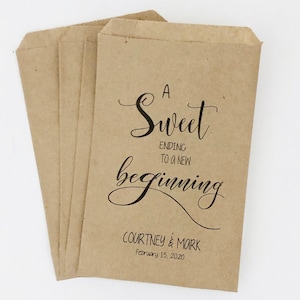 A Sweet Ending to a New Beginning Favor Bag, Personalized wedding favor bag, Cookie bag, Donut bag, Reception favor bag