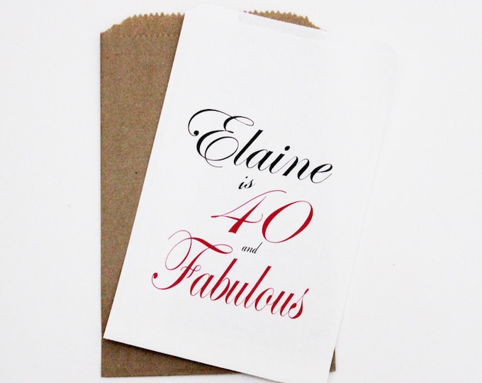 50th Personlized Birthday Candy Buffet Favor Bags, 50 and Fabulous Party Favor Bags, Treat Bags