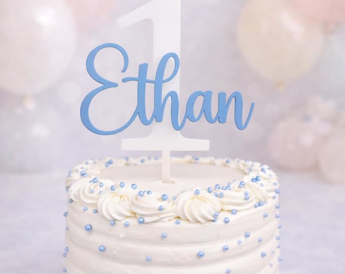 Birthday Cake Topper, Personalized Happy Birthday, Custom Acrylic Name & Age