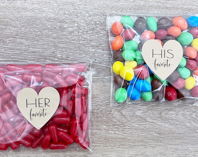 His and Her Favorite Wedding Favor Bags, Wedding Favors, His and Her Favorite Labels, Wedding Stickers, Favor Bags