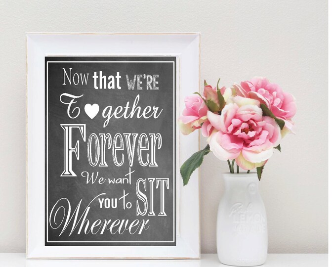 INSTANT DOWNLOAD Chalkboard Wedding Sitting Sign, Printable Wedding Sign
