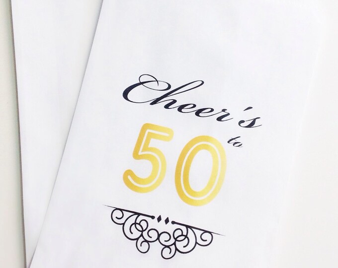 50th Birthday Candy Buffet Favor Bags, Cheer's to 50 Favor Bags, Candy Bar Bags, Treat Bags