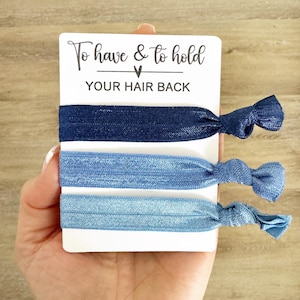 Custom Hair Tie Favors for Bridesmaids & Maid of Honor - Wedding Party Gift Idea - Elastic Hair Ties on Cute Cards - Bachelorette Goodie Bag