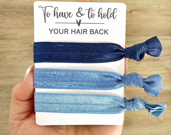Custom Hair Tie Favors for Bridesmaids & Maid of Honor - Wedding Party Gift Idea - Elastic Hair Ties on Cute Cards - Bachelorette Goodie Bag