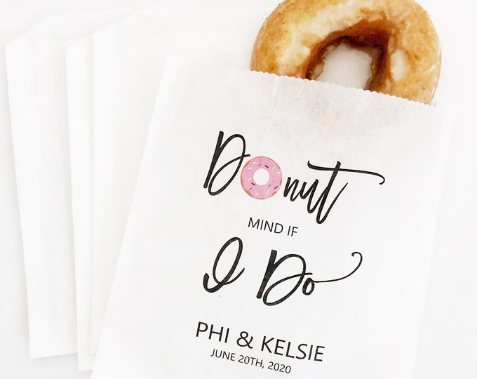 Donut Grease Proof Favor Bags, Wedding Favors, Wedding Favor Bags, Donut Mind If I do, Donut Favor Bags