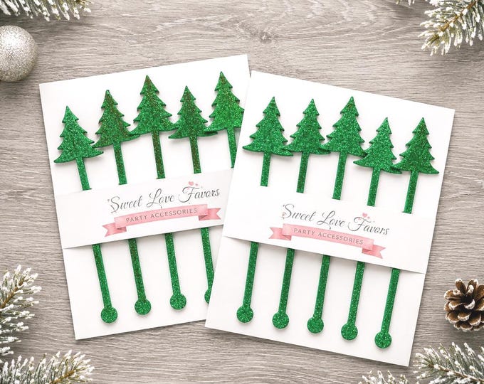 Christmas Acrylic Drink Stirrers, Holiday Party Decor, Christmas Cocktail Swizzle Stick
