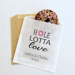 Donut Grease Proof Favor Bags, Wedding Favors, Wedding Favor Bags, Favor Bags, Hole Lotta Love , Donut Favor Bags