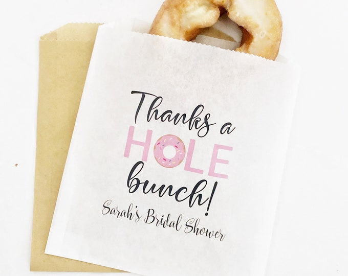 Wedding Favors, Favor Bags, Bridal Shower Favors, Donut Bags, Grease Proof Bags, Wedding Donut Bags