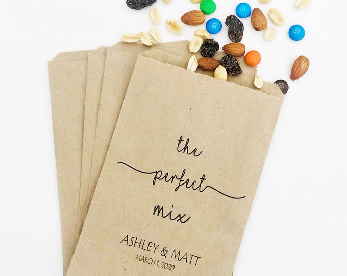 Trail Mix Favor Bags, Wedding Favors, Weddding The Perfect Mix, Wedding Trail Mix, Favor Bags, Wedding Favor Bags