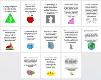 LDS Articles of Faith Flash Cards in Spanish (set of 13)