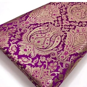 Brocade fabric Purple Gold Jacquard fabric Luxury Wedding bridal dress fabric Upholstery Brocade Fabric home decor fabric by the yard