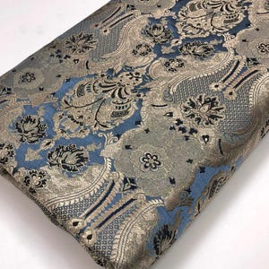 Tecido brocado cinza dourado tecido jacquard tecido luxuoso para vestido de noiva tecido para estofamento tecido brocado tecido para decoração de casa por metro