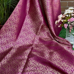 Brocade fabric Jacquard damask fabric Purple Gold Wedding Bridal Bress fabric Luxury clothing Silk Dress Brocade fabric by the yard