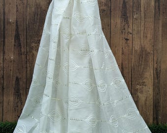 off White Blend Cotton Dupatta Stole Indian Scarf Shawl Abaya Chuniri Indian Dupatta Dress Gold Brocade festival outfit Ethnic wear - DP913