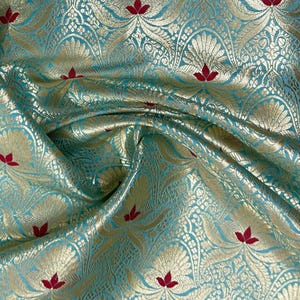 Brocade fabric Jacquard Damask Green Gold Brocade fabric Wedding Bridal dress Brocade fabric High Quality brocade DIY fabric by the yard