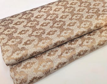 Brokaatstof Jacquarddamaststof Beige Goudbrokaat bruiloft bruidsjurk stof Zijdebrokaat Home Decor Bekledingsstof op maat gesneden