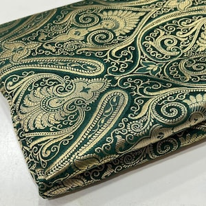 Brocade Fabric Green Gold Jacquard High Quality fabric by the yard Fabric for wedding dress Brocart Tissu Upholstery fabric -