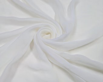 Tela georgette de viscosa color blanco roto teñible, tela para sari de vestido, tela cortada a medida/metro