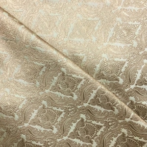 Indian Brocade fabric Sage Green Gold Jacquard fabric Wedding Gold fabric Damask Rayon Silk brocade Upholstery fabric by the yard