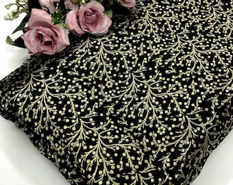 Indian Banarasi Brocade Fabric Black Gold Jacquard fabric Home décor fabric Wedding fabric Rayon silk brocade Gothic fabric