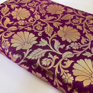 Brocade fabric Jacquard Damask Purple Gold Brocade fabric Wedding Bridal dress Brocade fabric High Quality brocade DIY fabric by the yard