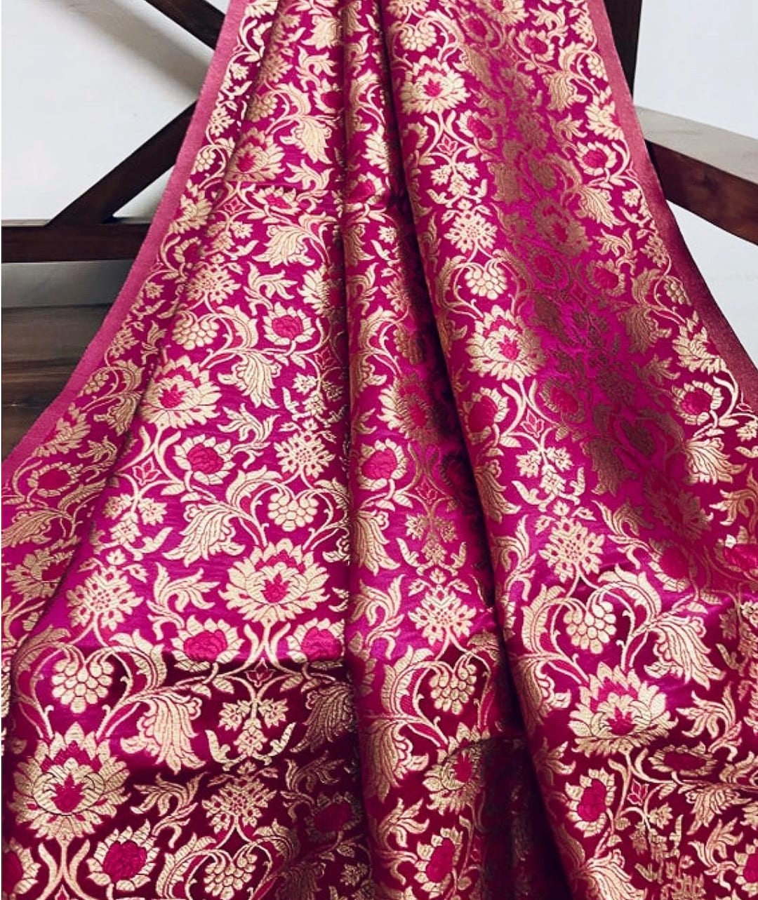 Pink Brocade Brocade Fabric Pink Gold Jacquard Damask Fabric Bridal Fabric Brocade ...