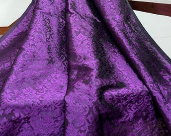 Purple damask jacquard brocade fabric Rayon silk brocade Renaissance fabric Designer fabric Lace brocade Floral brocade Fabric by the yard