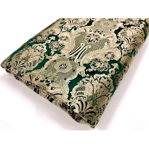 Brocade fabric Green Gold Jacquard fabric Luxury Wedding bridal dress fabric Upholstery Brocade Fabric home decor fabric by the yard