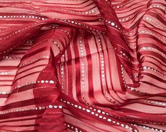 Embroidered fabric Red Silver Embroidery dress Fabric Bridal Dress Luxury Wedding Veil Indian Lehenga fabric upholstery fabric by the yard