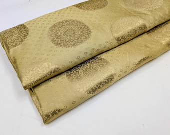 Indiase brokaatstof op maat gesneden Beige gouden brokaatstof jacquard trouwjurk stof brokaat woondecoratiestof op maat gesneden meter