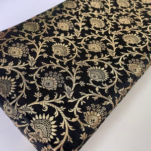 Jacquard Brocade fabric Black Gold Dress Fabric Wedding bridal Silk brocade Home Decor Upholstery Brocade fabric by the yard meter