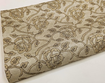 Beige Guld Zari Broderat tyg Trådbroderi Hautecouture-tyg på metervara