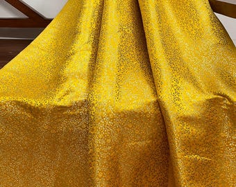 Gele en gouden brokaatstof - Indiase jacquard, bekleding en mode