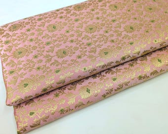 Tela de brocado rosa, tela de tapicería de damasco, tela para vestidos de novia, tela renacentista medieval, tela de brocado floral cortada a medida.