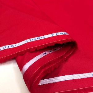 Tessuto in puro cotone e lino rosso, larghezza 58", tessuto per trapuntatura, rivestimento di gonne, top e fasce per capelli, tagliato su misura/metro, 240 g/m²