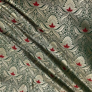 Brocade fabric Jacquard Damask Green Gold Brocade fabric Wedding Bridal dress Brocade fabric High Quality brocade DIY fabric by the yard