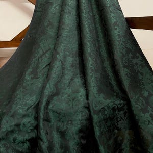 Tessuto broccato Tessuto damascato jacquard verde scuro Tessuto gotico Tessuto per tappezzeria Tessuto broccato Rayon Tessuto in finta seta tagliato a misura metro - 421