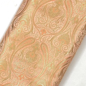Brocade fabric Jacquard damask fabric Coral Gold brocade Wedding bridal Dress fabric Silk Brocade Home Decor Upholstery Fabric By the Yard