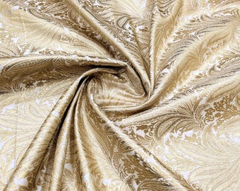 Tela brocada Tela jacquard oro blanco Tela de lujo para vestidos de novia Tela brocada para tapicería Tela para decoración del hogar cortada a medida