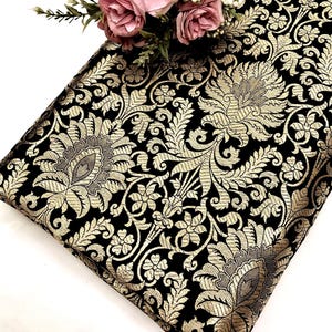 Black gold brocade fabric Designer fabric Wedding fabric Jacquard fabric Medieval fabric Fabric by the yard/meter