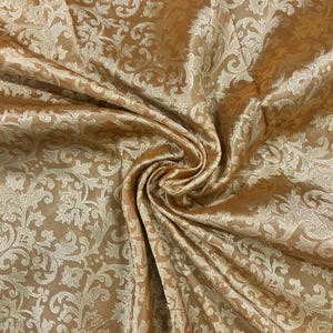 Mustard Damask jacquard brocade fabric, Wedding fabric, Wedding inspiration, Designer fabric, Fabric by the yard/meter