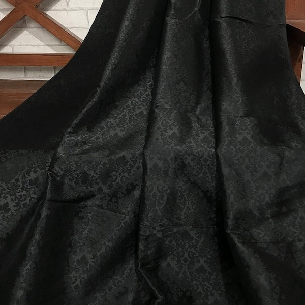 Brocade fabric Jacquard fabric Damask Brocade Black Gothic fabric Banarasi brocade Upholstry Fabric Waiscoat fabric by the yard meter -148