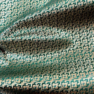 Green Brocade fabric Jacquard fabric Gold brocade Wedding bridal dress fabric Festival clothing Home Decor fabric by the yard
