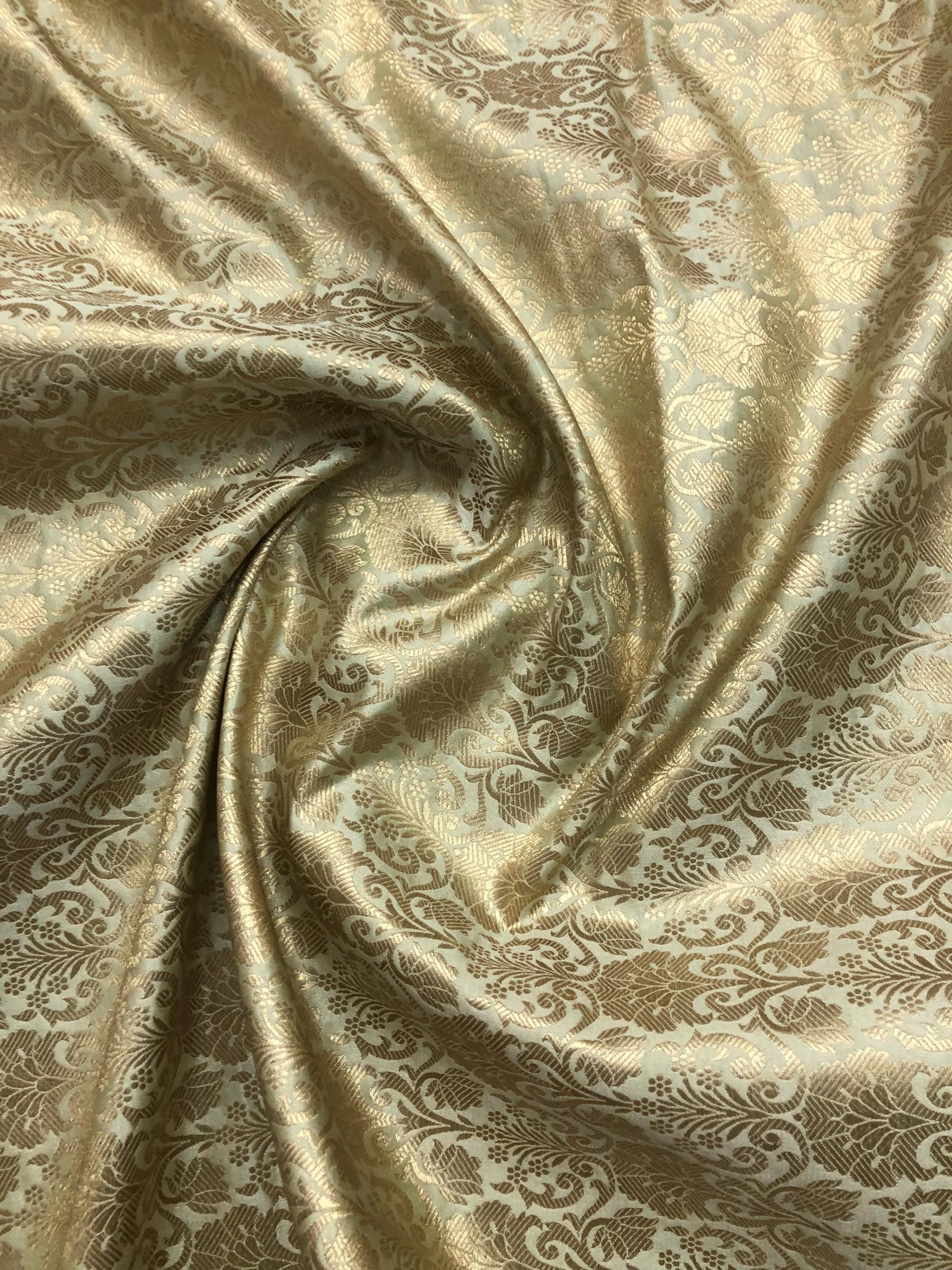 Jacquard Brocade fabric Sage Green Gold Dress Fabric Wedding bridal Silk brocade Home Decor Upholstery Brocade fabric by the yard meter