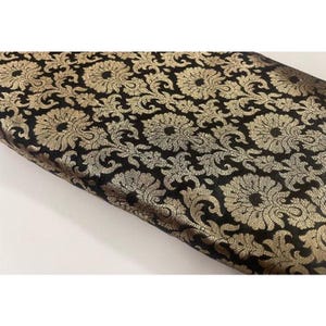 Jacquard Damask Brocade fabric Black Gold Dress Fabric Wedding bridal Silk brocade Home Decor Upholstery Brocade fabric by the yard meter