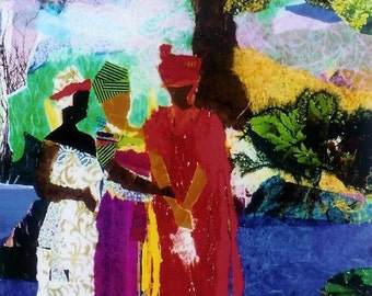 WHERE SORROWS are no MORE - Black, Art of the African Diaspora, ltd edition giclee of collage by Ramona Candy