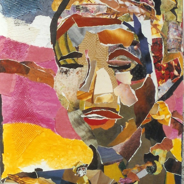 MERCEDES, Black, Caribbean, Art of the African Diaspora, offset litho reproduction of original collage by Ramona Candy